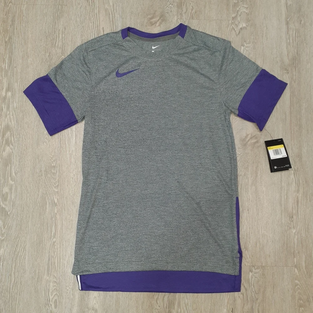 Nike Mens Football Short Sleeve Shirt Gray/Purple Size Small New